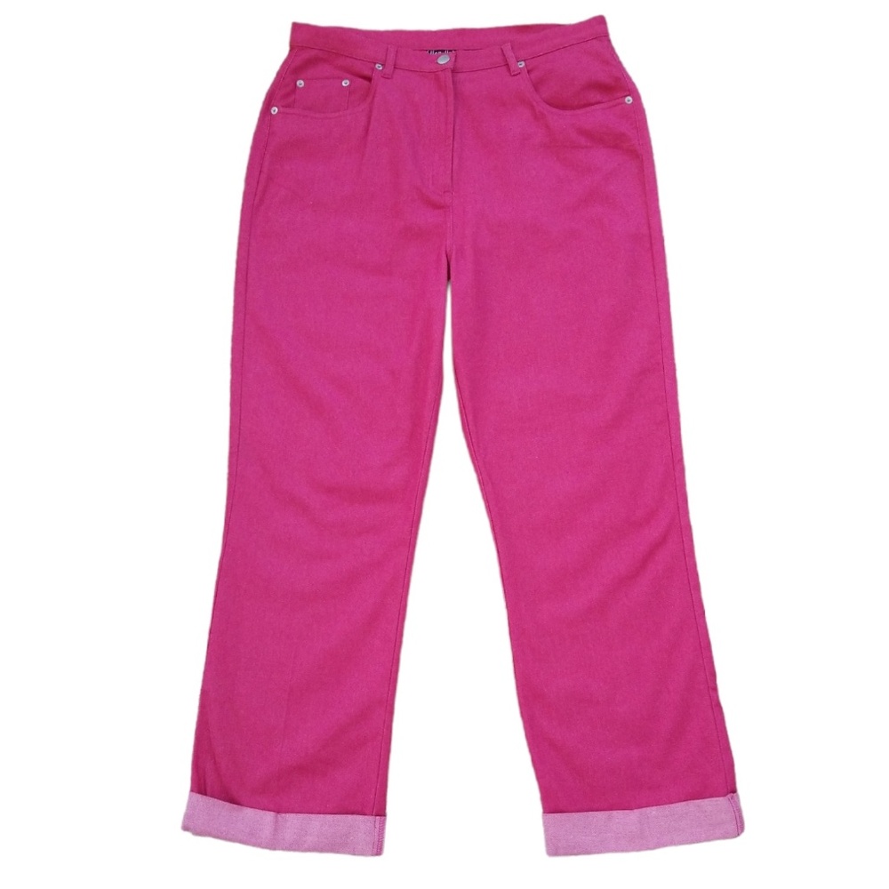 Ellen Ashley Women's Pink Chambray High Rise Crop Pants Size: 14‎ NWOT